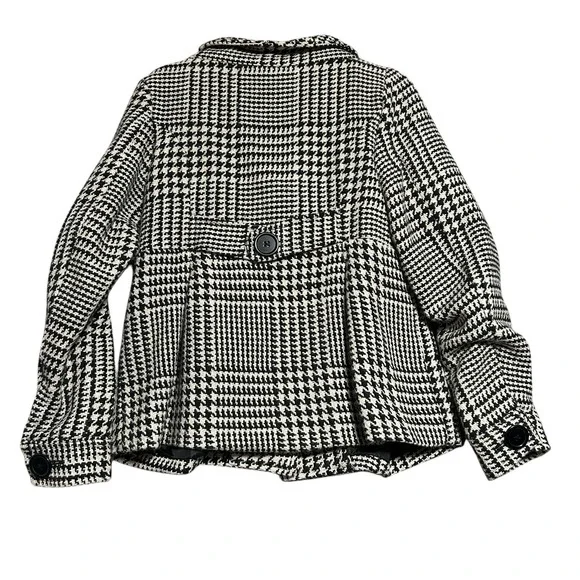 Nick & Mo Black White Houndstooth Peacoat Jacket Women's Medium Double Breasted - Picture 3 of 16